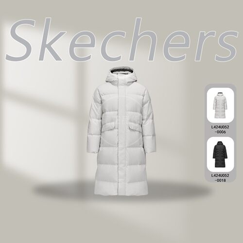 Skechers斯凯奇26秋冬宽松保暖连帽蓬松羽绒服女款外套L424U052