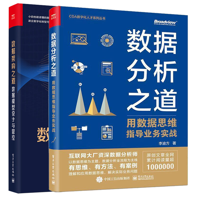 数据分析+构架全2册 思维指导业务实战 数据模型设计与管控 零基础入门初级分析数据构架模型技术人员参考学习书籍 数据库数据统计