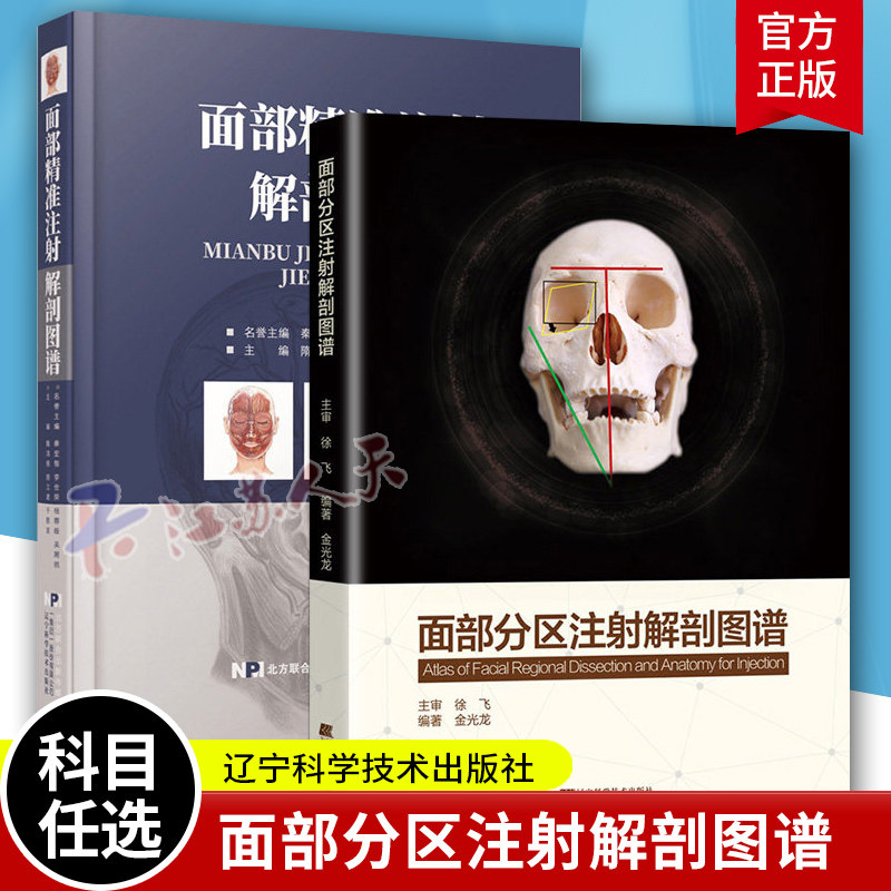 面部精准注射解剖图谱+面部分区注射解剖图谱 面部分区面部提升精修线雕 医学医疗微整形注射并发症专业美容 教程书籍