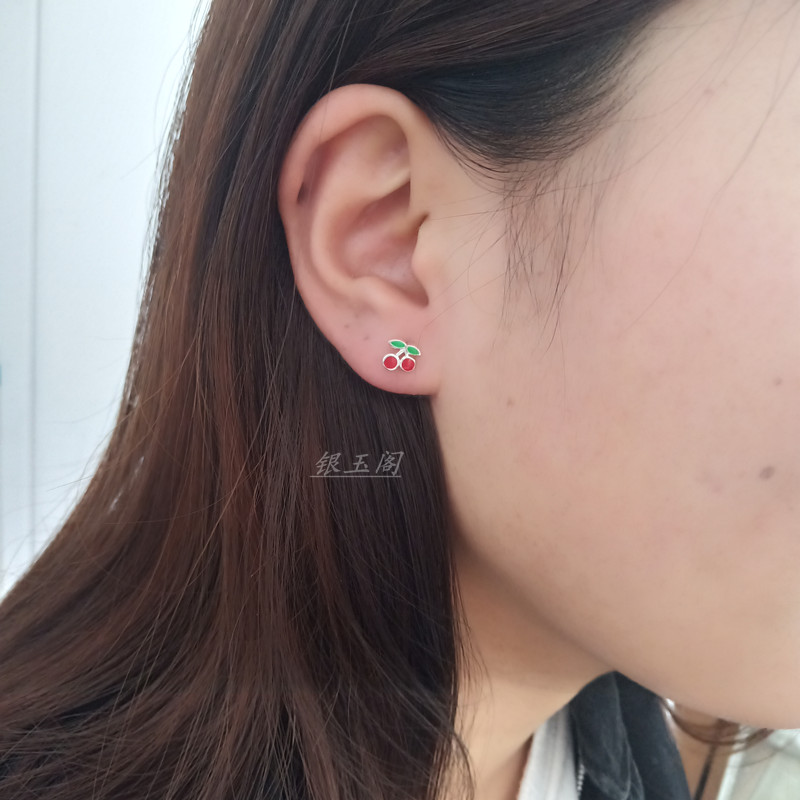 小草莓弯钩防丢儿童学生银耳钉