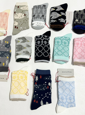 皆川明｜mina袜子铃鼓袜海葵袜文艺复古女中筒袜百搭多色入春夏袜