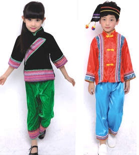 儿童民族服装仫佬族舞蹈服仫佬族表演服装幼儿园仫佬族舞台演出服