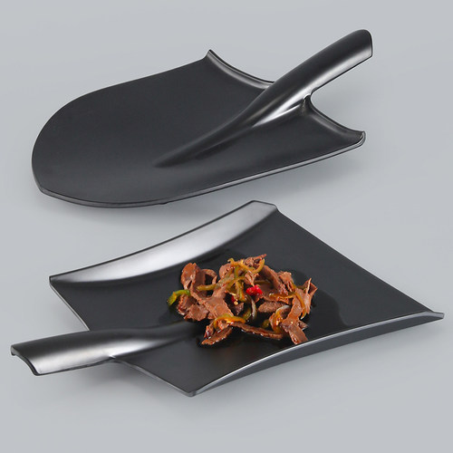 密胺餐具黑色创意个性铁锹