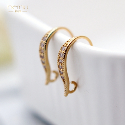 微镶锆石U字耳钩隐藏挂环diy耳环