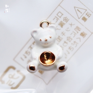 日本kiwa贵和 1088水晶石座吊坠圣诞礼物diy饰品配件 原创泰迪熊