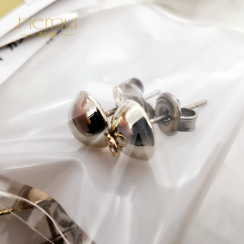 日本partsclub医用钛金属防过敏半球下挂圈耳钉耳针 diy饰品配件