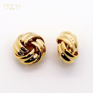 diy饰品配件 铜镀金光面三环扭曲结双线立体连环结金属同心菠萝结