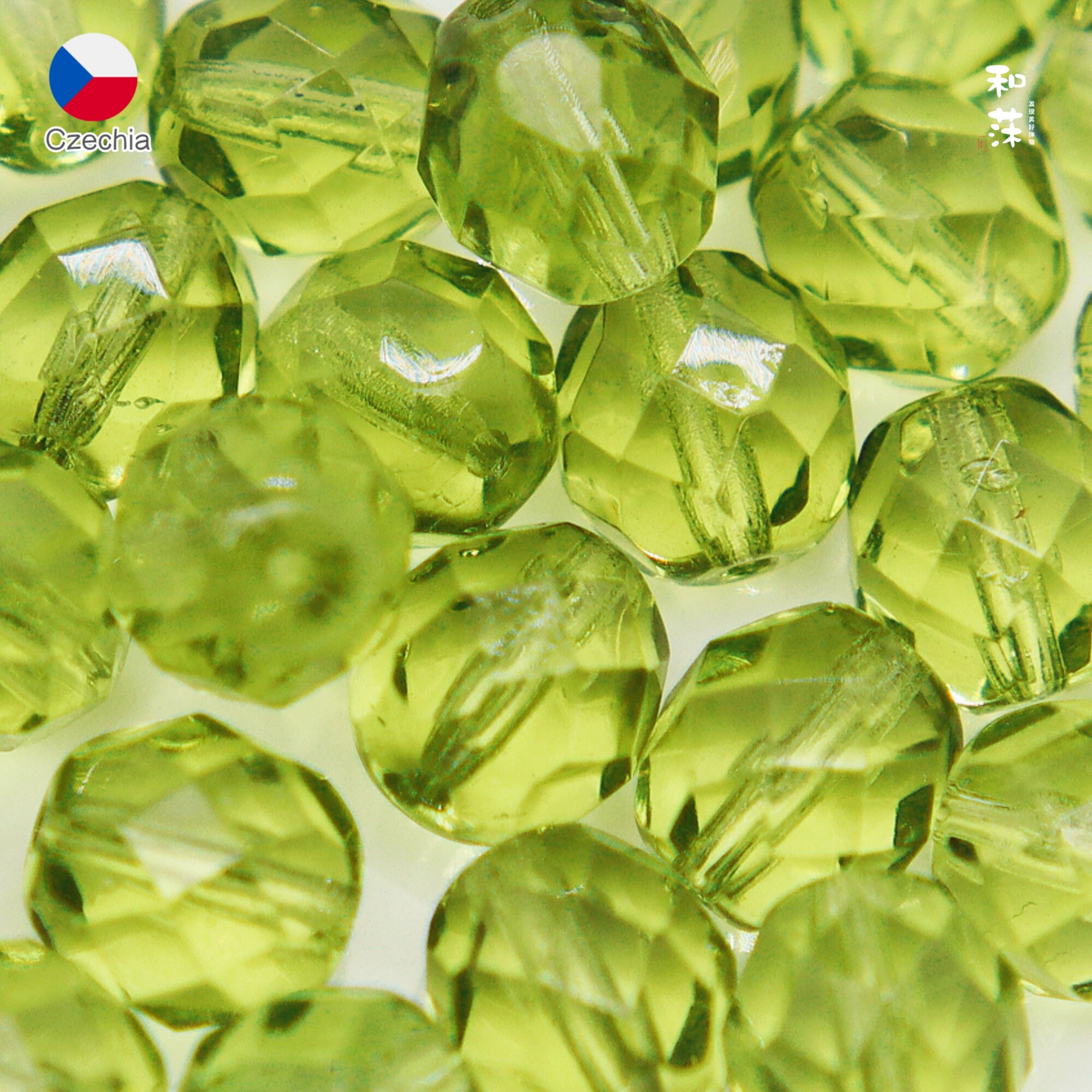 捷克8mm火抛光切面橄榄石菠萝珠图片