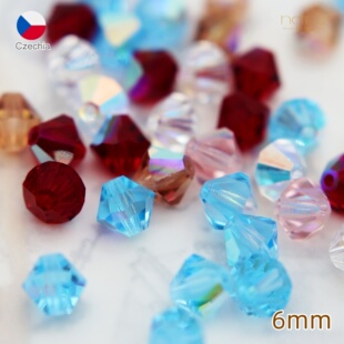 捷克进口 6mm宝仕奥莎透明菱形珠双锥水晶编织串珠diy饰品配件