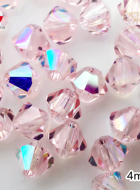 捷克进口 4mm宝仕奥莎透明菱形珠双锥水晶编织串珠diy饰品配件