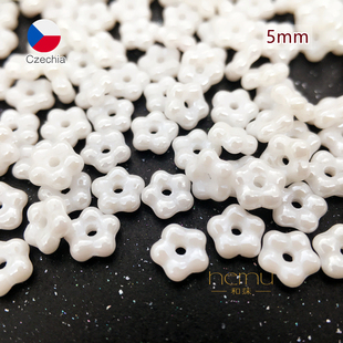 捷克进口 5mm梅花形菊花瓣五瓣琉璃隔珠中孔串珠垫片diy饰品配件
