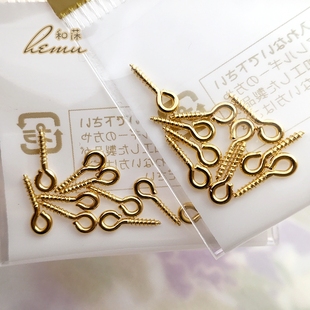 diy饰品配件日本进口贵和kiwa吊坠单孔珠扣件针羊眼钉大小4款 金色