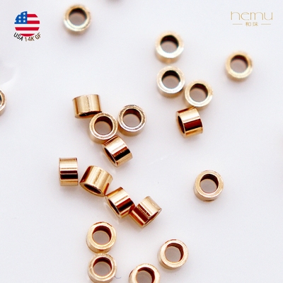 美国14K持久保色diy钢丝定位管珠