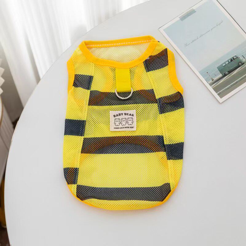 可牵引夏天薄款狗狗衣服蜜蜂大网眼背心宠物背心泰迪小幼犬衣服猫