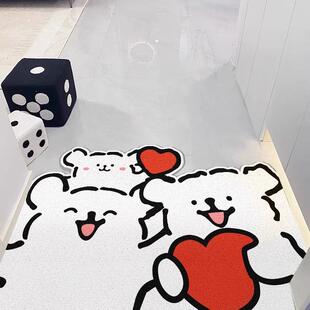 卡通黑白小狗入户门地垫加厚丝圈可裁剪四季通用除尘耐脏防滑地毯
