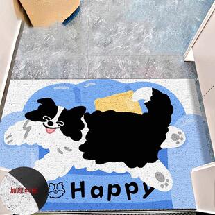 2026新款卡通边牧入户门玄关地垫可裁剪防滑脚垫除尘耐脏免洗地毯
