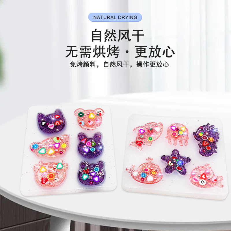 DIY CRYSTAL GLUE SET TOYS HANDMADE CREATIVE PENDANTS KEYCHAIN MOLD MATERIAL PACK CHILDRENS GIFTS
