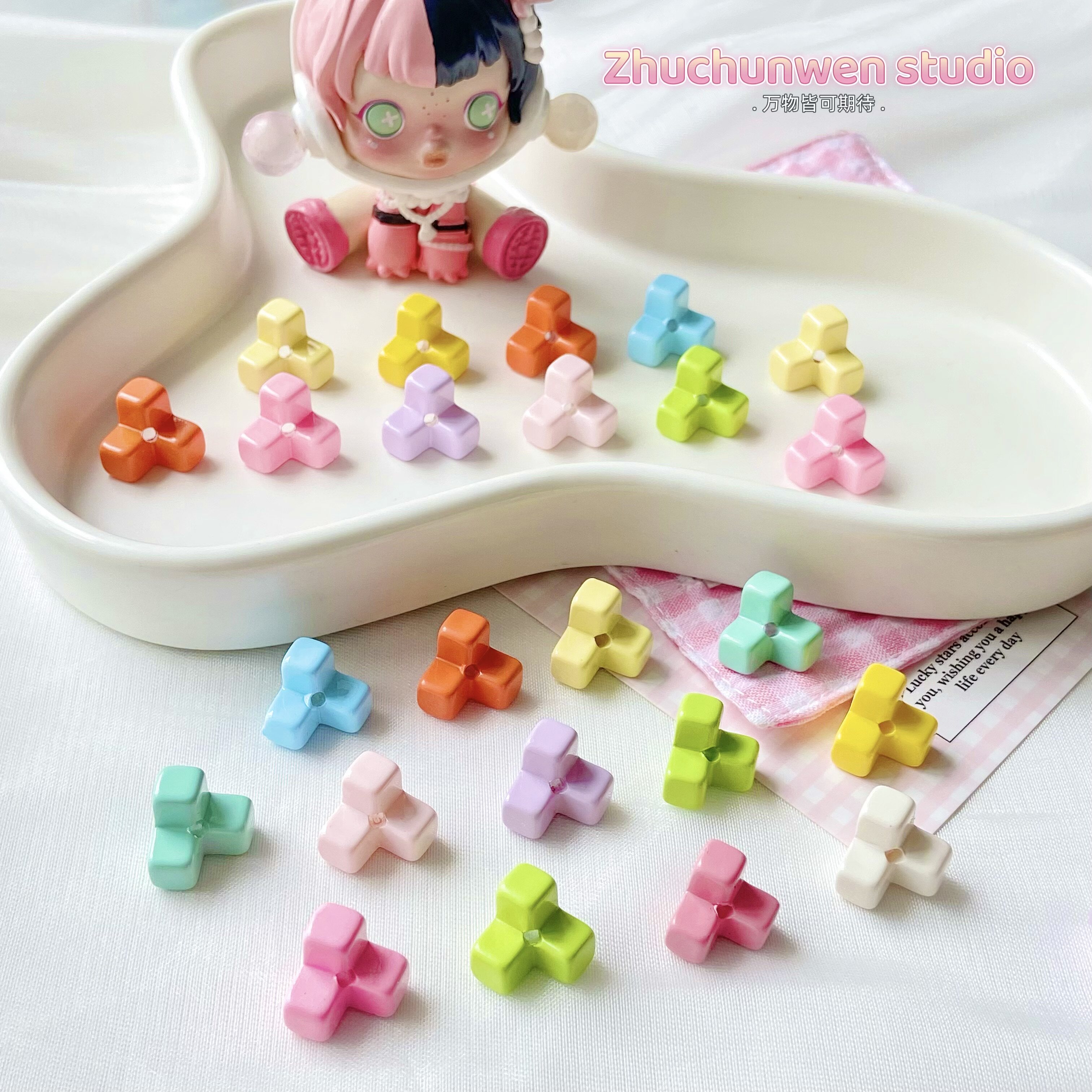 彩色三角俄罗斯方块亚克力手作多巴胺diy手工手机链材料饰品配件