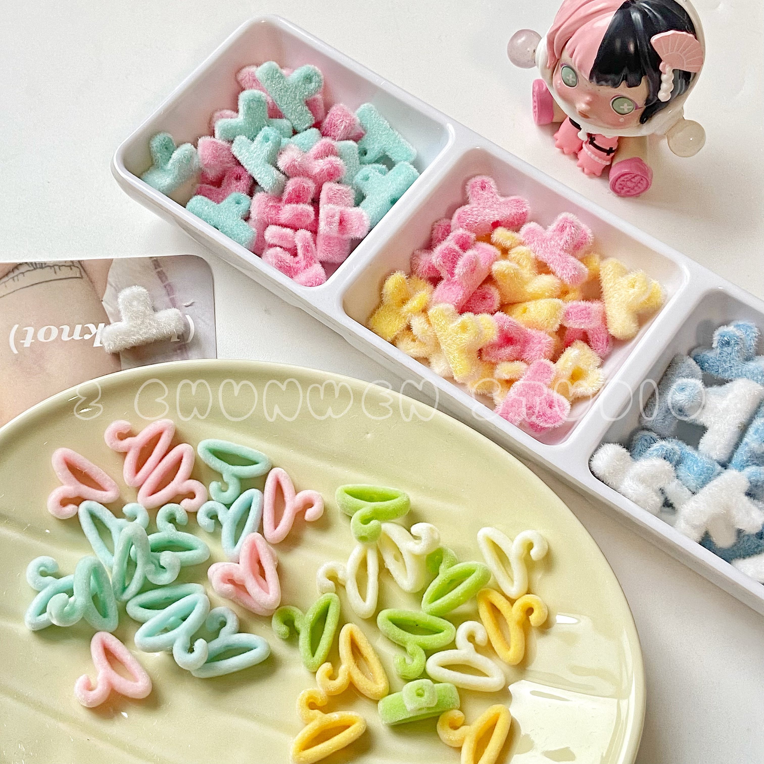 彩色夹子毛茸茸衣架串珠植绒亚克力diy手机链包挂材料饰品配件