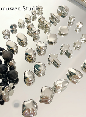 ins甜酷串珠 镀膜ccb亚克力白k隔珠DIY手工饰品配件手链项链材料