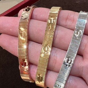 欧美新款 气质男女高级感情侣对戒 love无止境条纹表带手镯戒指套装