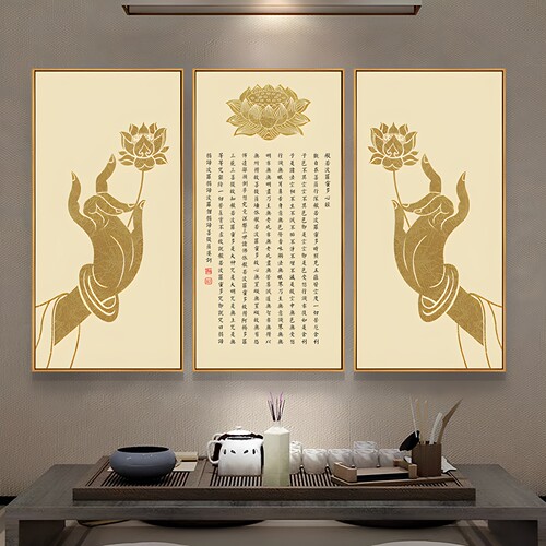 佛系挂画仙家堂口佛龛背景墙画