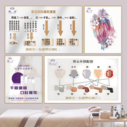 奥私密海报广告妇科宣传图男性生殖外阴配型图挂画男女私密九型图