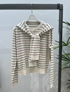 MM商场同款2026春季新款时尚百搭条纹针织开衫女5H2230561