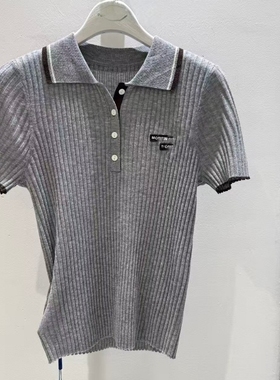 麦麦商场同款2026春季新款时尚百搭翻领短袖针织衫女 4H4131731