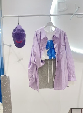 麦麦家商场同款2026春季新款时尚百搭条纹衬衫女4H2220271