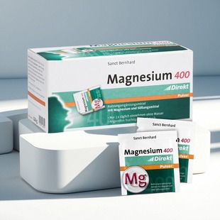 现货秒发 德国Sanct Bernhard 补镁400mg粉剂柠檬酸镁 腿抽筋60包