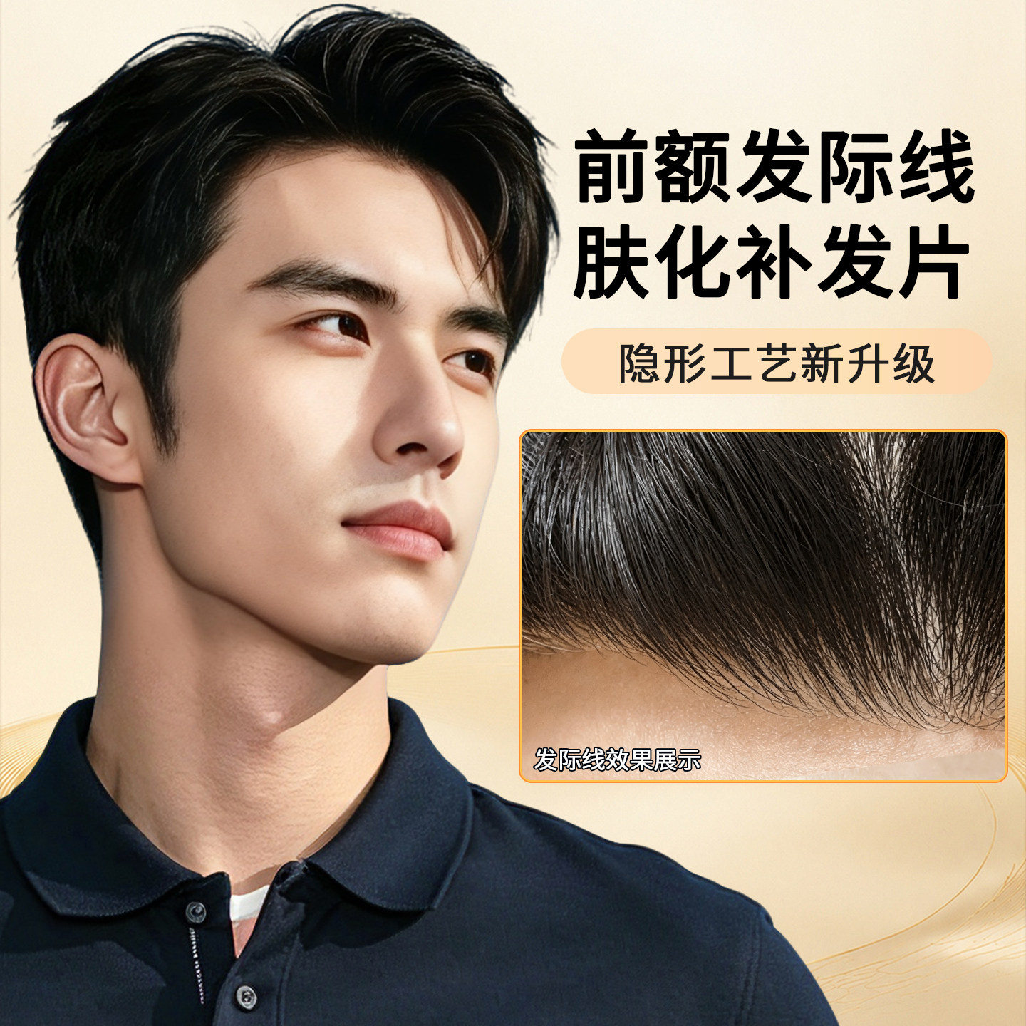 假发男士头顶补发双递针真发织发块秃顶肤化发际线隐形无痕短毛寸图片