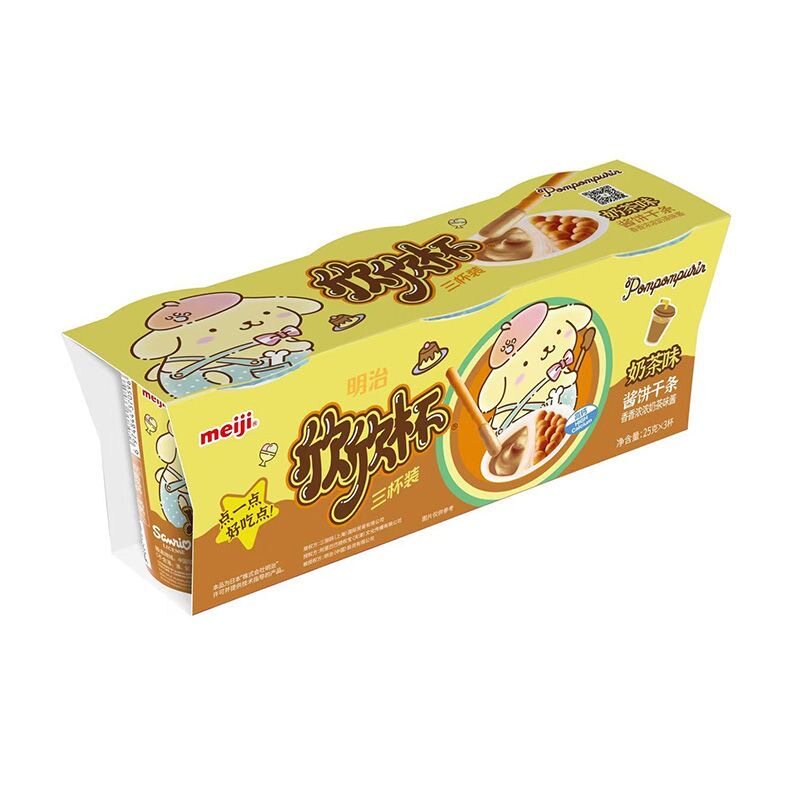 meiji明治欣欣杯蘸酱手指饼干条巧克力草莓牛奶味25g儿童沾沾零食
