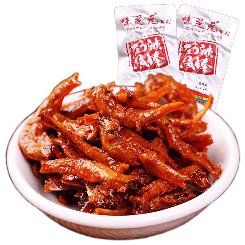 味芝元劲辣鱼棒15g包毛毛鱼香辣小鱼仔鱼干湖南特产麻辣