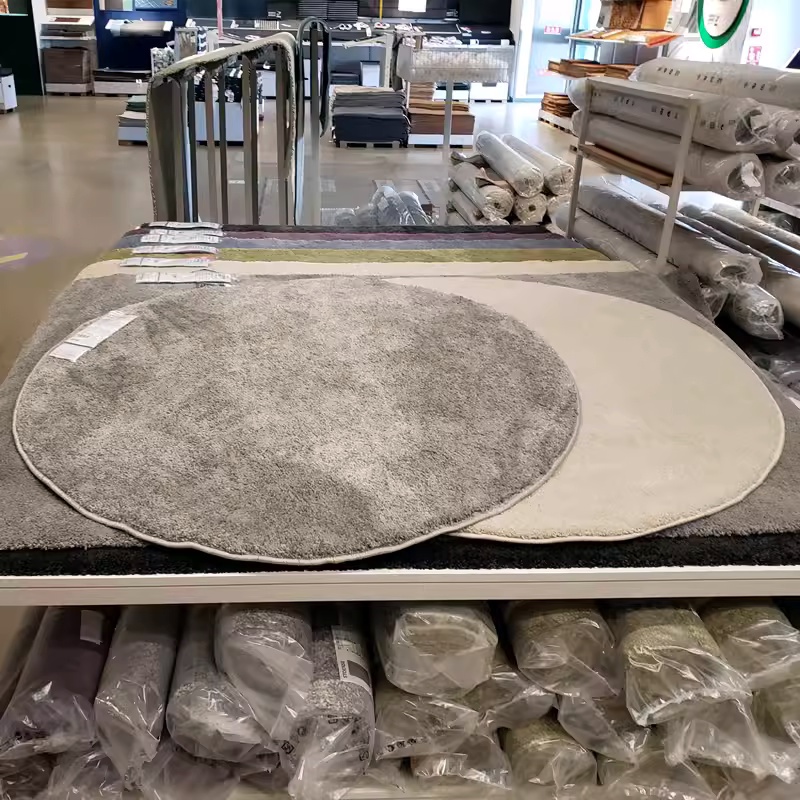 宜家客厅卧室短绒地毯圆形地毯