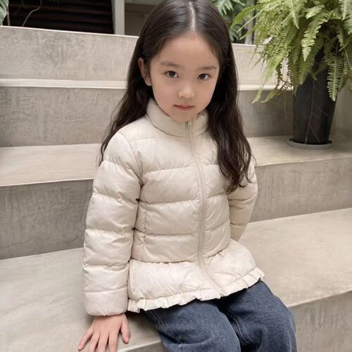 童装女童棉服外套2026秋冬装新款小女孩保暖夹棉花边羽绒棉袄