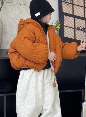 韩系2026儿童冬季新款棉衣女宝宝连帽面包服中小童夹棉棉服保暖潮