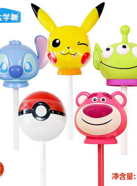 乐达学糖正版潮玩三眼仔草莓熊公仔超大棒80克果味棒棒糖儿童零食