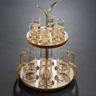 竹制双0壶杯金枝玉叶白酒架杯层小酒杯收纳架家用酒架展0示架