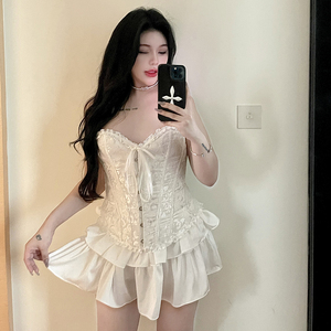 芯芯【晴洁恋语】夏季新款收腹束腰朔身衣蛋糕裙大码微胖mm套装女