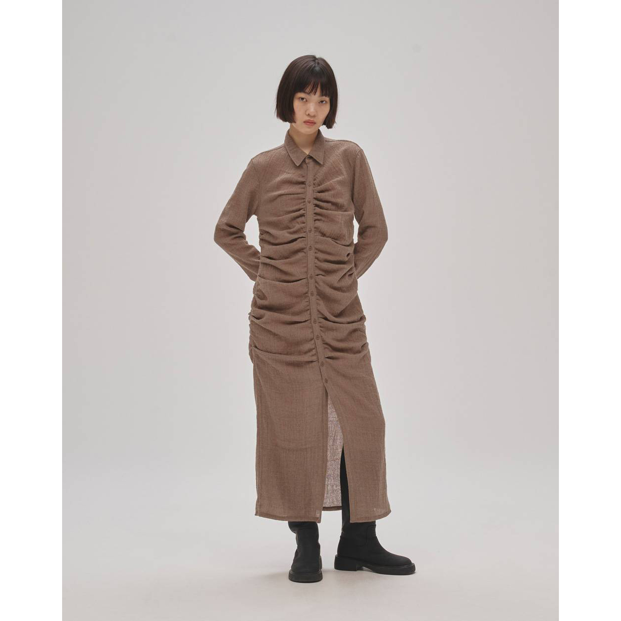 日本贵牌小众设计感束腰风连衣裙