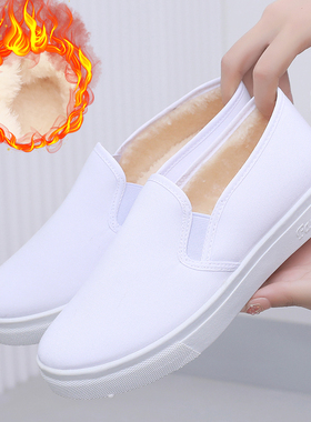 护士鞋女白色平底防滑休闲鞋轻便舒适美容鞋小白鞋软底老北京布鞋