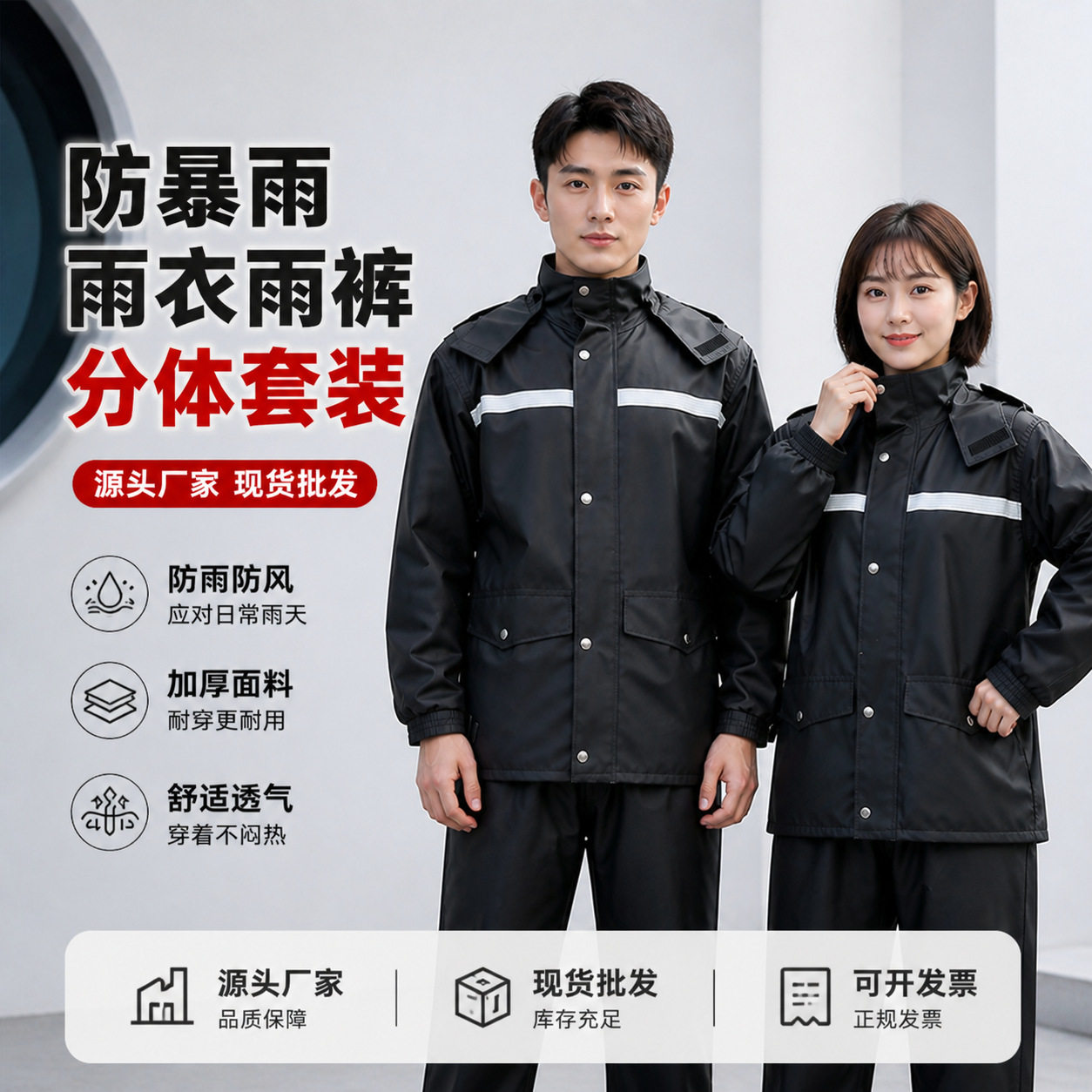 防暴雨雨衣雨裤套装批发全身劳保摩托车外卖骑行反光雨衣工厂直销