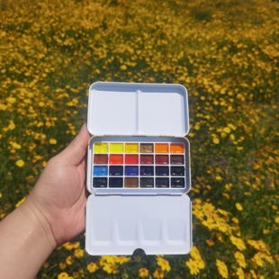 俄罗斯白夜水彩颜料套装 盒固体水彩颜料24色 初学绘画便携水彩分装
