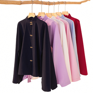 爆款汉服内搭立领紫色琵琶袖里衣马面裙搭配中国风明制对襟上衣女