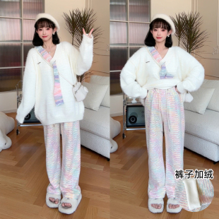 秋冬针织上衣加绒裤 孕期高级感穿搭孕妇装 娜娜 套装 樱柠气泡