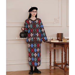 猫单【摩尔庄园】【羊毛】娜娜孕妇套装复古新款冬针织半裙两件套