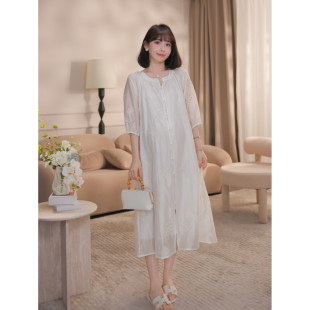 孕妇连衣裙夏款 孕期穿搭可哺乳新中式 娜娜 2025新款 松月白竹