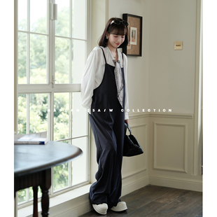 孕期穿搭孕妇装 秋季 洋气衬衫 猫单 套装 娜娜 背带裤 冷调锡兰