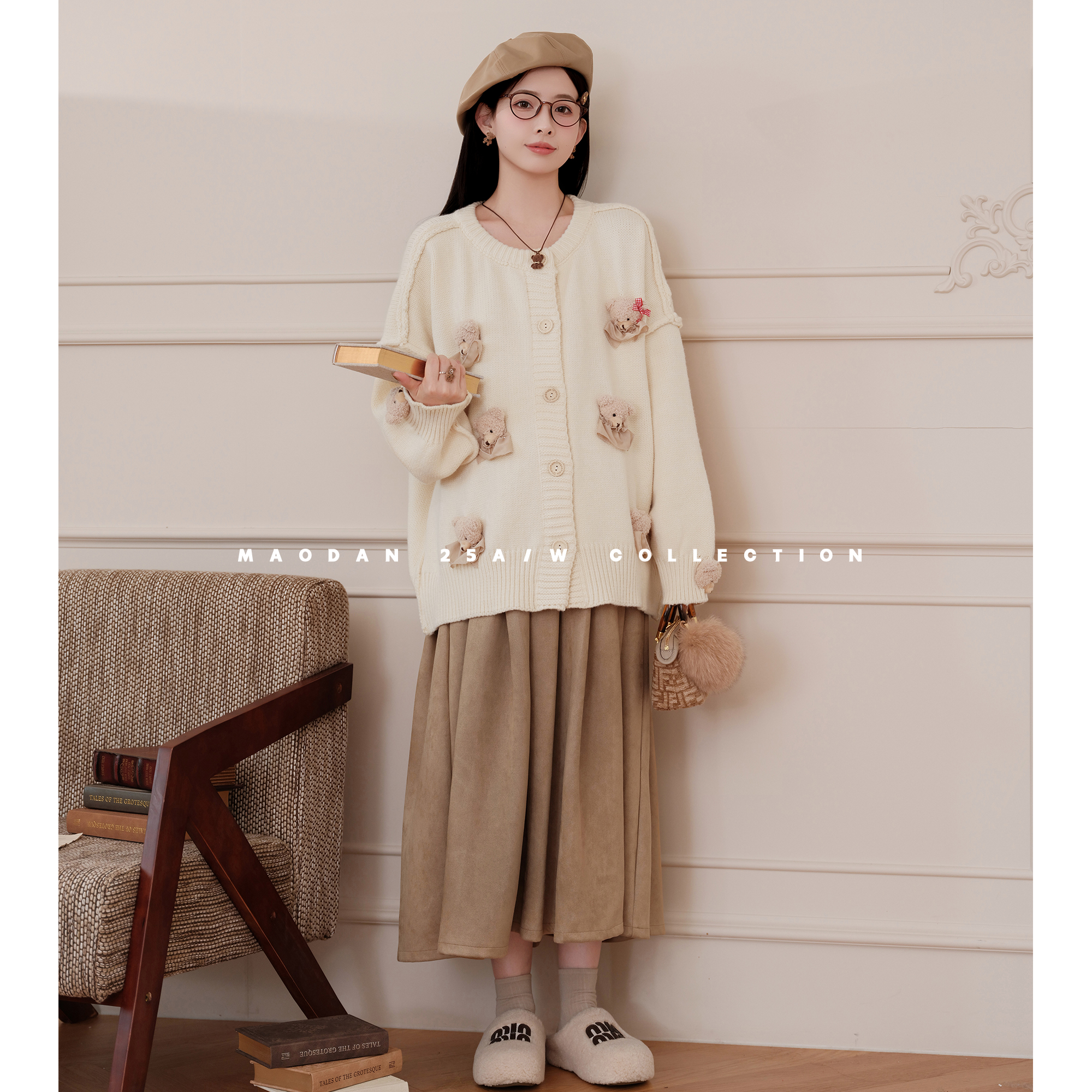 猫单【雪沫小熊】娜娜的孕期穿搭孕妇装秋冬新品洋气毛衣半裙套装